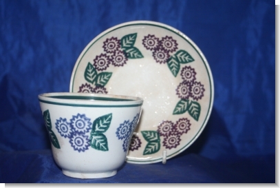 ADAMS SPONGEWARE TEABOWL & SAUCER