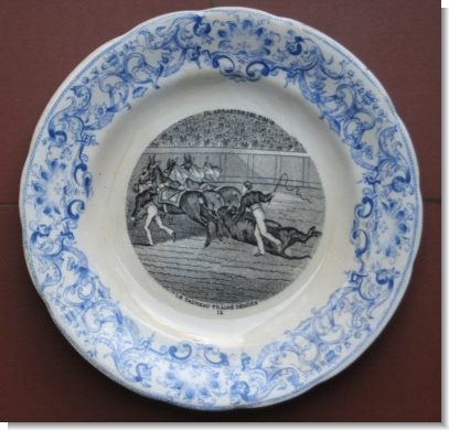 BULL FIGHTING PLATE, GLEN France c.1840