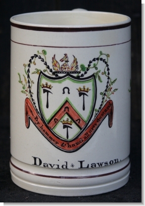 DAVID LAWSON BLACK SMITH ARMS MUG, c.1800