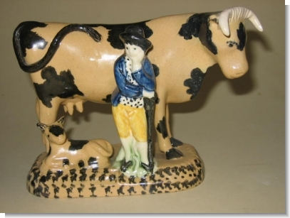 PRATTWARE COW GROUP, YORKSHIRE c.1820.