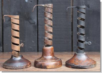 Three IRON TWIST CANDLESTICKS