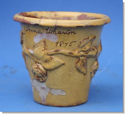 NAMED & DATED FLOWER POT ANN WHARTON 1875