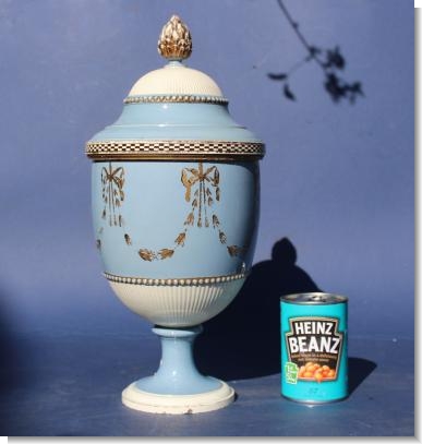 LARGE BLUE SLIP DECORATED LEEDS VASE