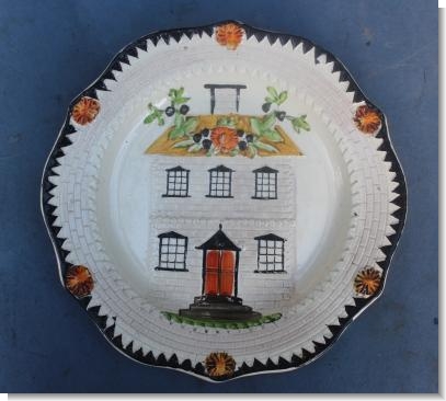 CREAMWARE COTTAGE MOULDED PLATE c.1820