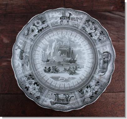 ARCTIC SCENERY PLATE, c.1830 in grey-green