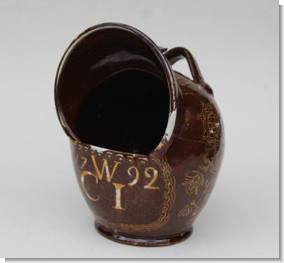 UNUSUAL 18th Century SLIPWARE SALT KIT 1792