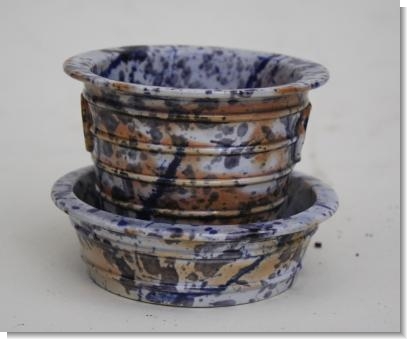 SPLATTER WARE ! CASHE POT & STAND, DON POTTERY