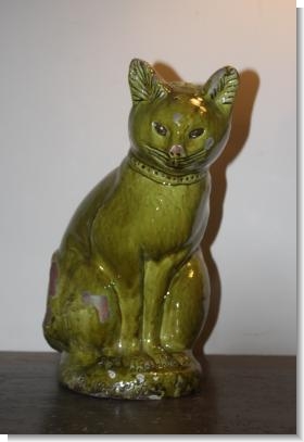   LARGE SWANSEA EWENNY POTTERY CAT MONEY BOX