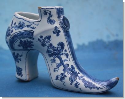 RARE ENGLISH DELFT SHOE, London, 1740