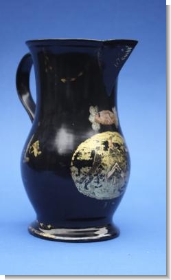 RARE DECORATED ARMORIAL JACKFIELD JUG, dated 1786