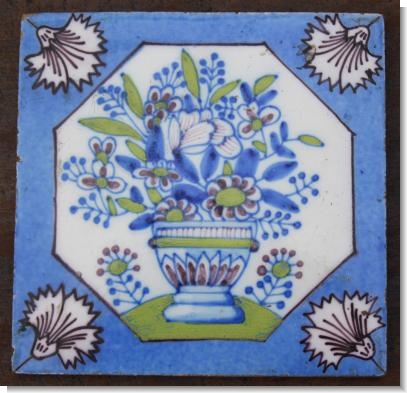 VERY RARE POLYCROME TILE. LONDON 1730-50