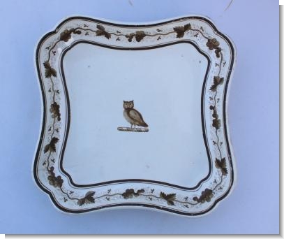 CREAMWARE PLATE with OWL ARMORIAL . c.1800