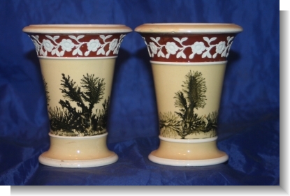 Pr. SPODE MOCHA SPILL VASES c.1810