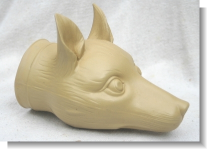 RARE STONEWARE FOX HEAD STYRUP CUP