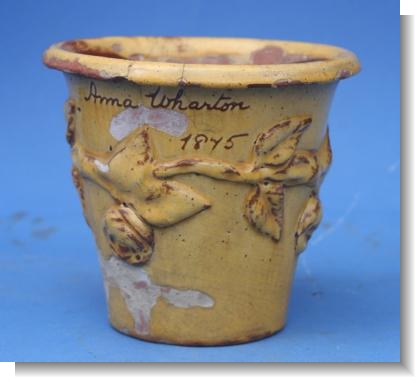 NAMED & DATED FLOWER POT ANN WHARTON 1875