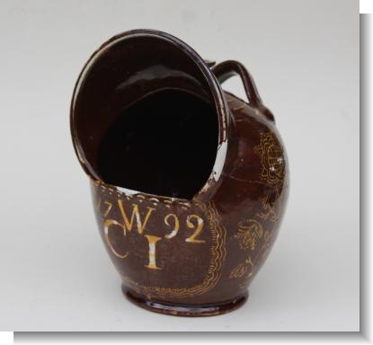 UNUSUAL 18th Century SLIPWARE SALT KIT 1792