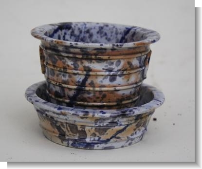 SPLATTER WARE ! CASHE POT & STAND, DON POTTERY