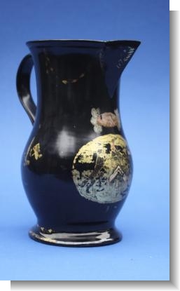 RARE DECORATED ARMORIAL JACKFIELD JUG, dated 1786