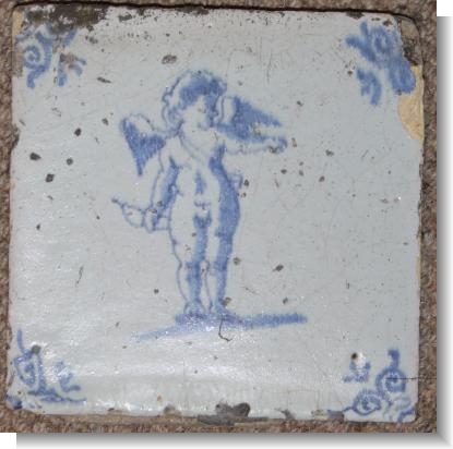 CUPID , 17th century Dutch Delft Tile