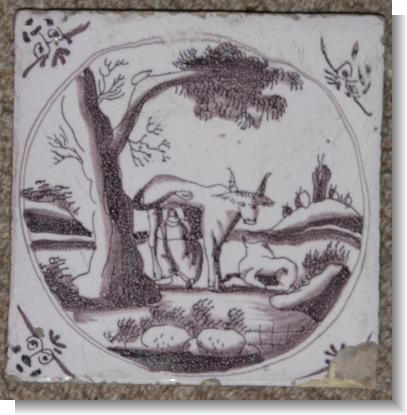 18th century Delft Tile RURAL SCENE