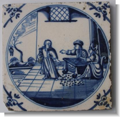 30 PIECES OF SILVER, 18th Century Delft Tile