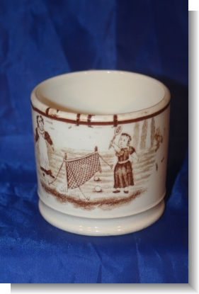 TENNIS ALPHABET MUG, C.1880