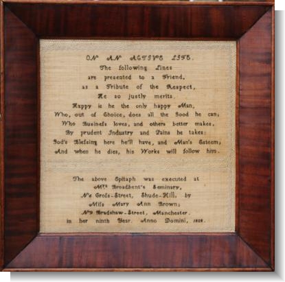 MARY ANN BROWN, at Mrs BROADBENTS SEMINARY, 1828