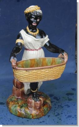 LARGE BLACKAMOORE MAJOLICA FIGURE