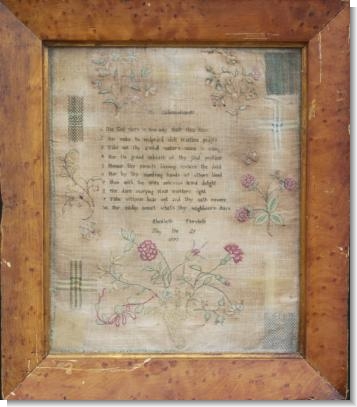 RARE NORFOLK SCHOOL DARNING SAMPLER ELIZABETH FAIRCLOTH 1773