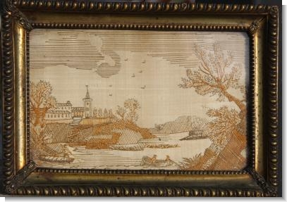 WONDERFUL SILKWORK "PRINTWORK" PICTURE c.1795