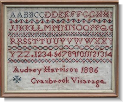 AUDREY HARRISON, CRANBROOK 1886 A lot of history with this sampler